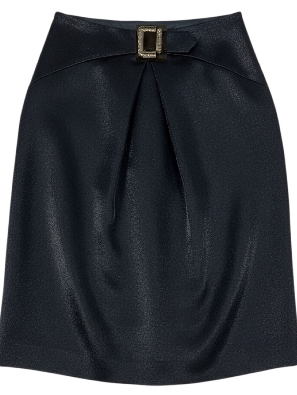 CHANEL BLACK 2009 RHINESTONE EMBELLISHED BUCKLE WOOL AND NYLON SKIRT